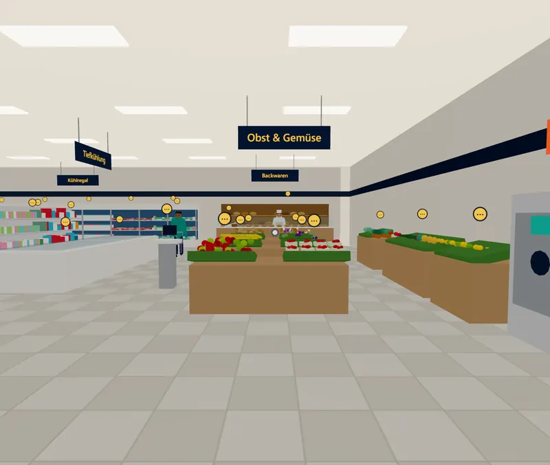At the supermarket, in the 3D view